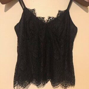 Sexy Summer Black Lace Camisole, Sleeveless, Scalloped Neckline Small